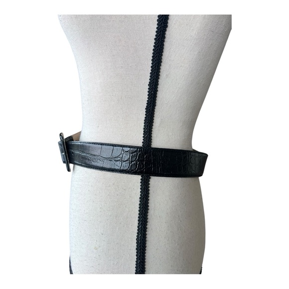 Vintage Black Croc-Patterned Belt Size M